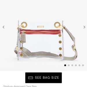 Hammitt Small Clear Pew/Brushed Gold Red Zip